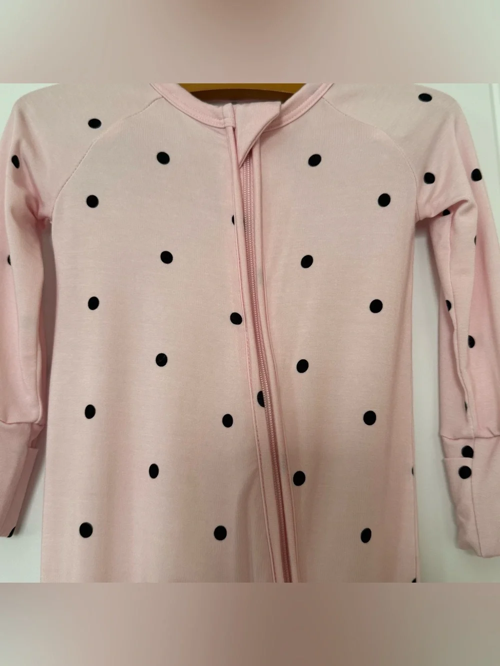 In My Jammers Blush Pink Polka Dot Zip 0–3 Months Bamboo Viscose Baby Sleeper